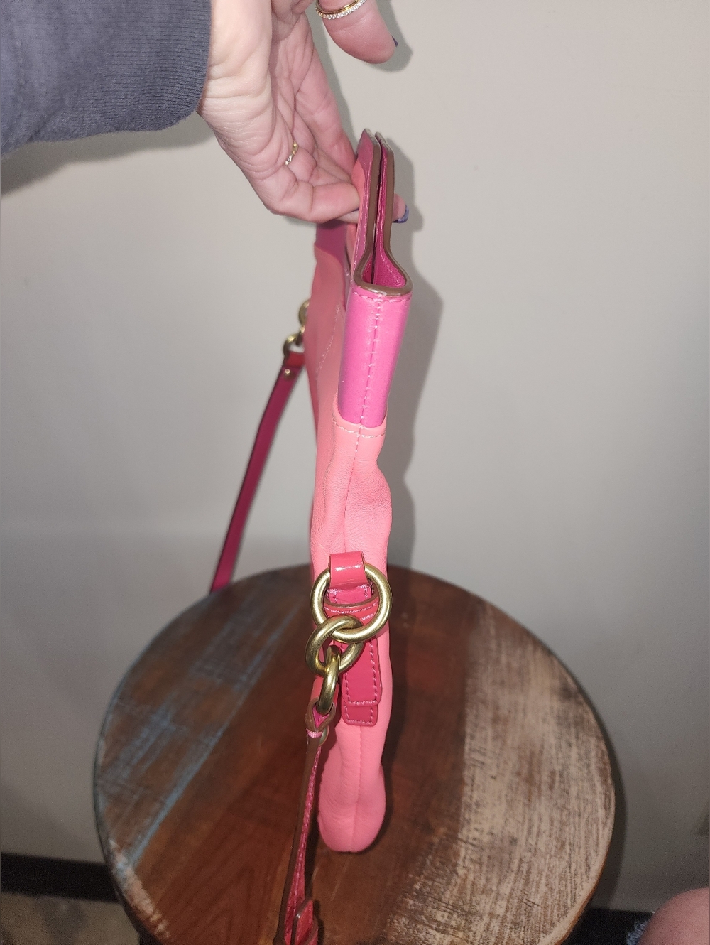 Vintage Coach Y2K Bonnie Cashin Pink Colorblock Leather Crossbody Foldover 13388 - Picture 7 of 17